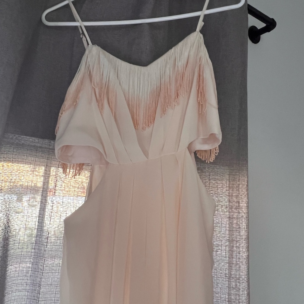 BCBGeneration Cream Backless Fringe Dress